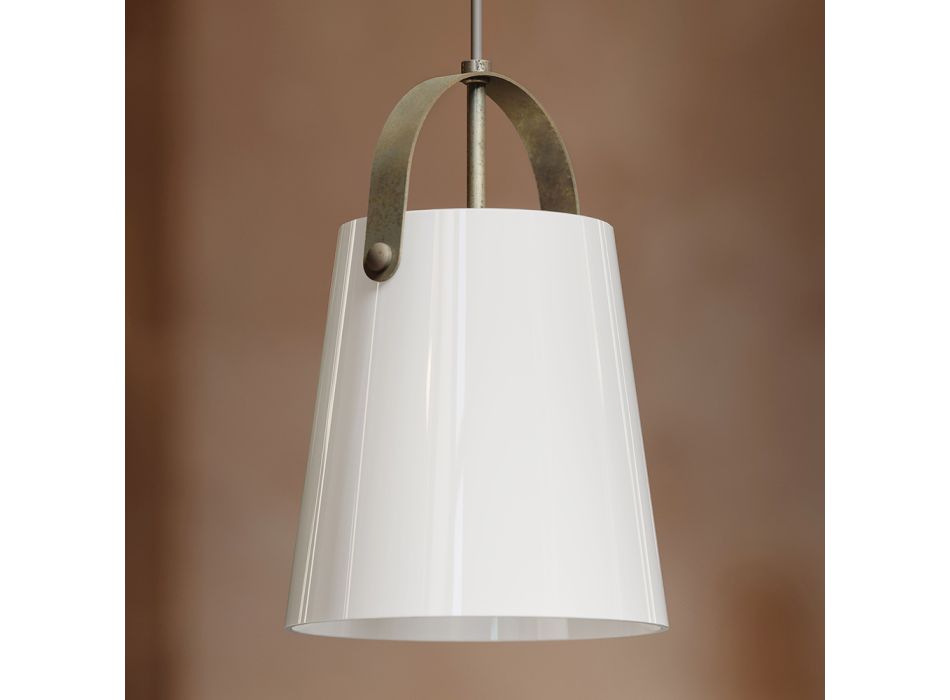 Pendant Lamp in Antique Brass and Glass Made in Italy - Dolci Viadurini