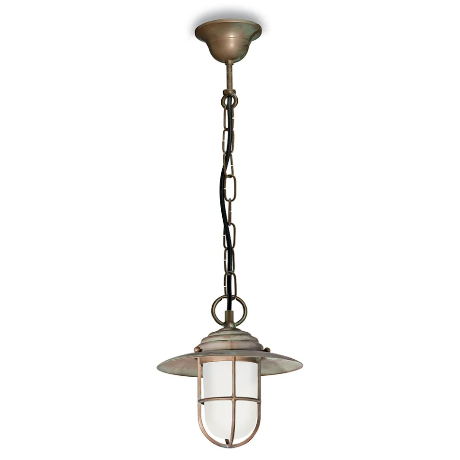 Elfico Brass, Opal Glass, and IP44 Pendant Lamp Viadurini