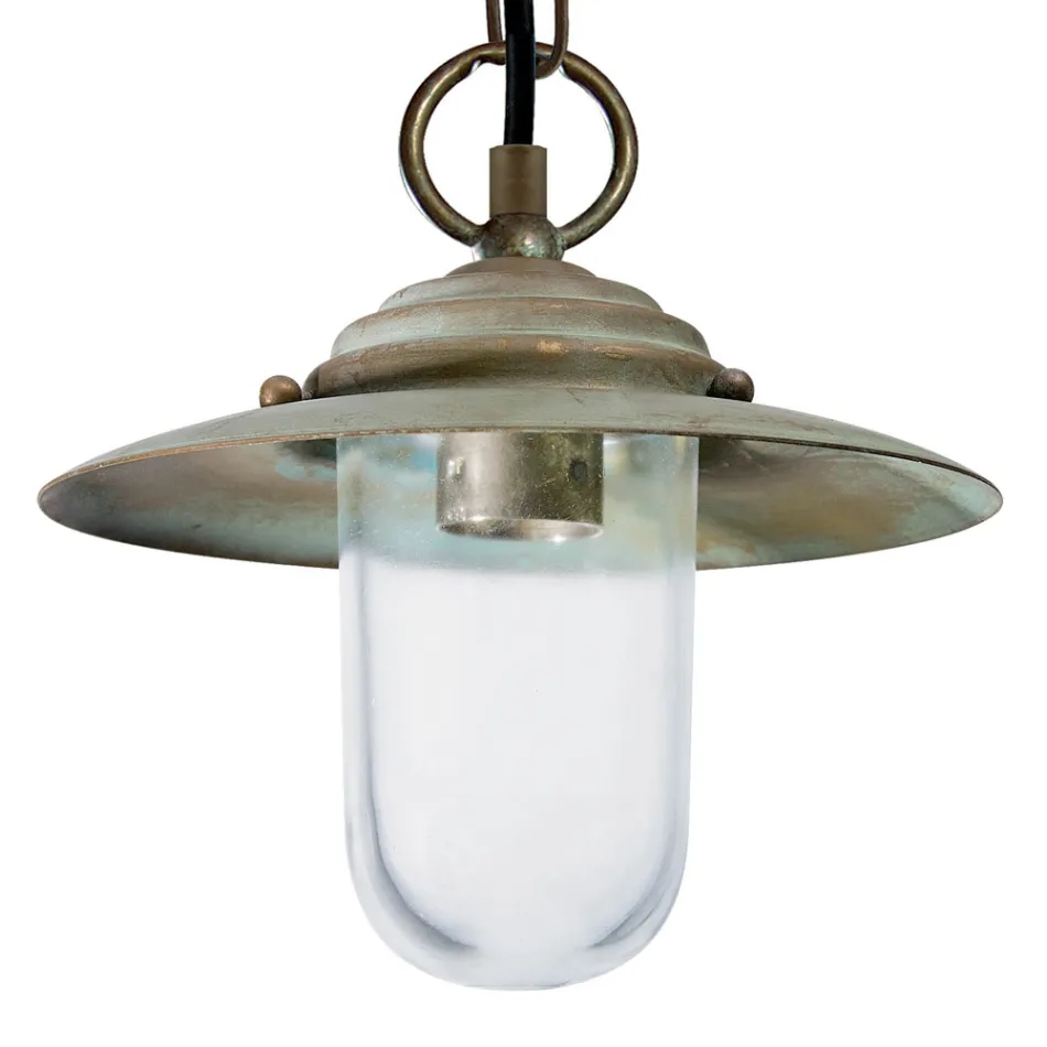Elfico Brass, Clear Glass, and IP44 Pendant Lamp Viadurini