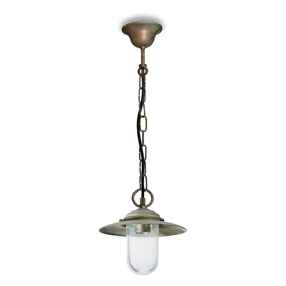 Elfico Brass, Clear Glass, and IP44 Pendant Lamp Viadurini