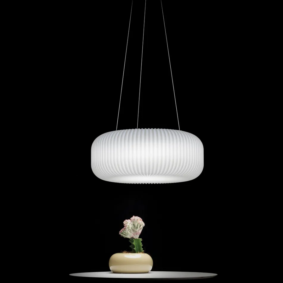 Polyethylene Pendant Lamp with 3 Metal Cables - Disc Viadurini