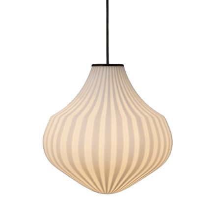 Suspension Lamp in White Glass in Filigree Design Pointed - Caravan Viadurini