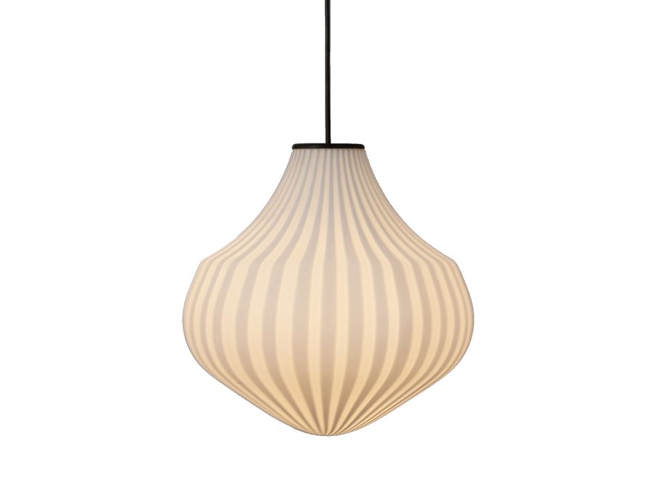 Suspension Lamp in White Glass in Filigree Design Pointed - Caravan Viadurini
