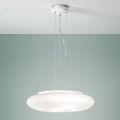 Suspension Lamp in Blown White Glass and Chromed Metal - Ariana