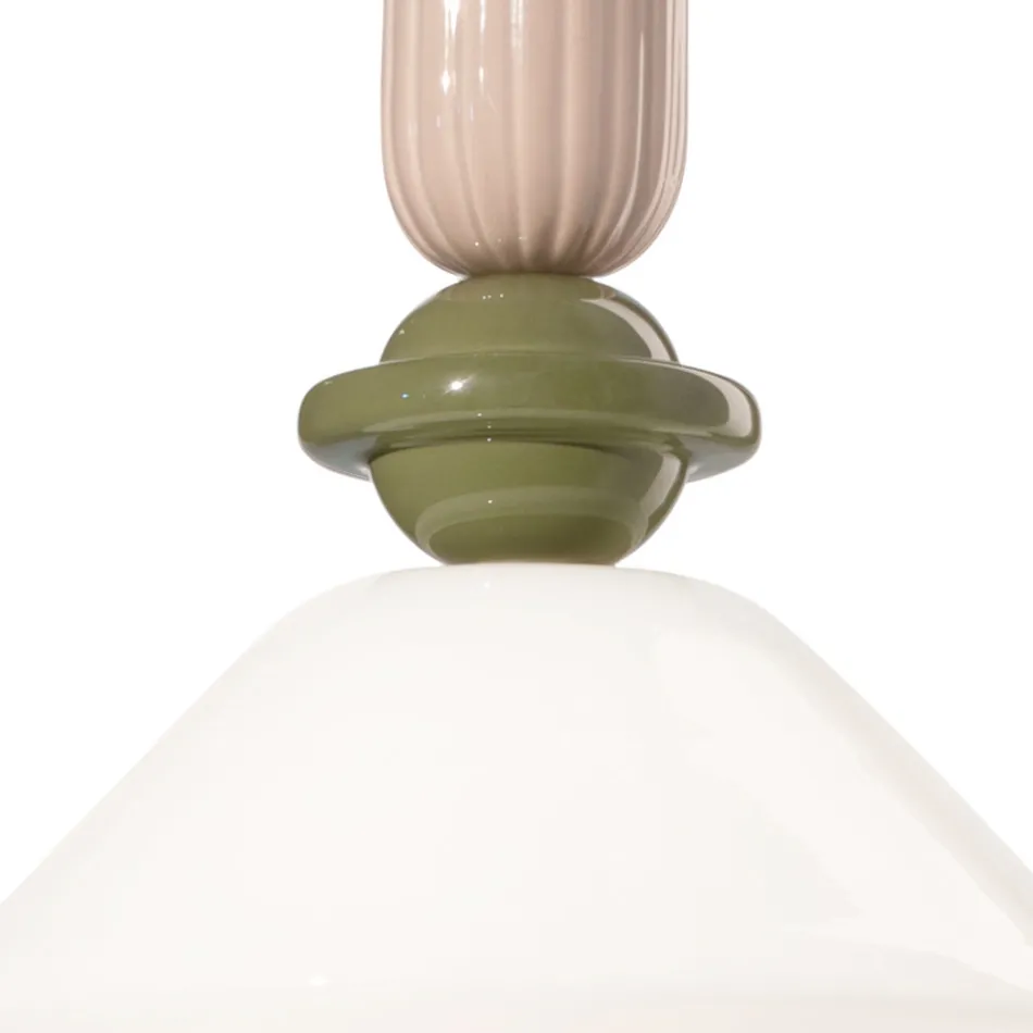 Pendant Lamp in Glass and Colored Ceramic Made in Italy - Lariat Viadurini