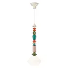 Pendant Lamp in Glass and Colored Ceramic Made in Italy - Lariat Viadurini