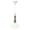 Pendant Lamp in Glass and Colored Ceramic Made in Italy - Lariat
