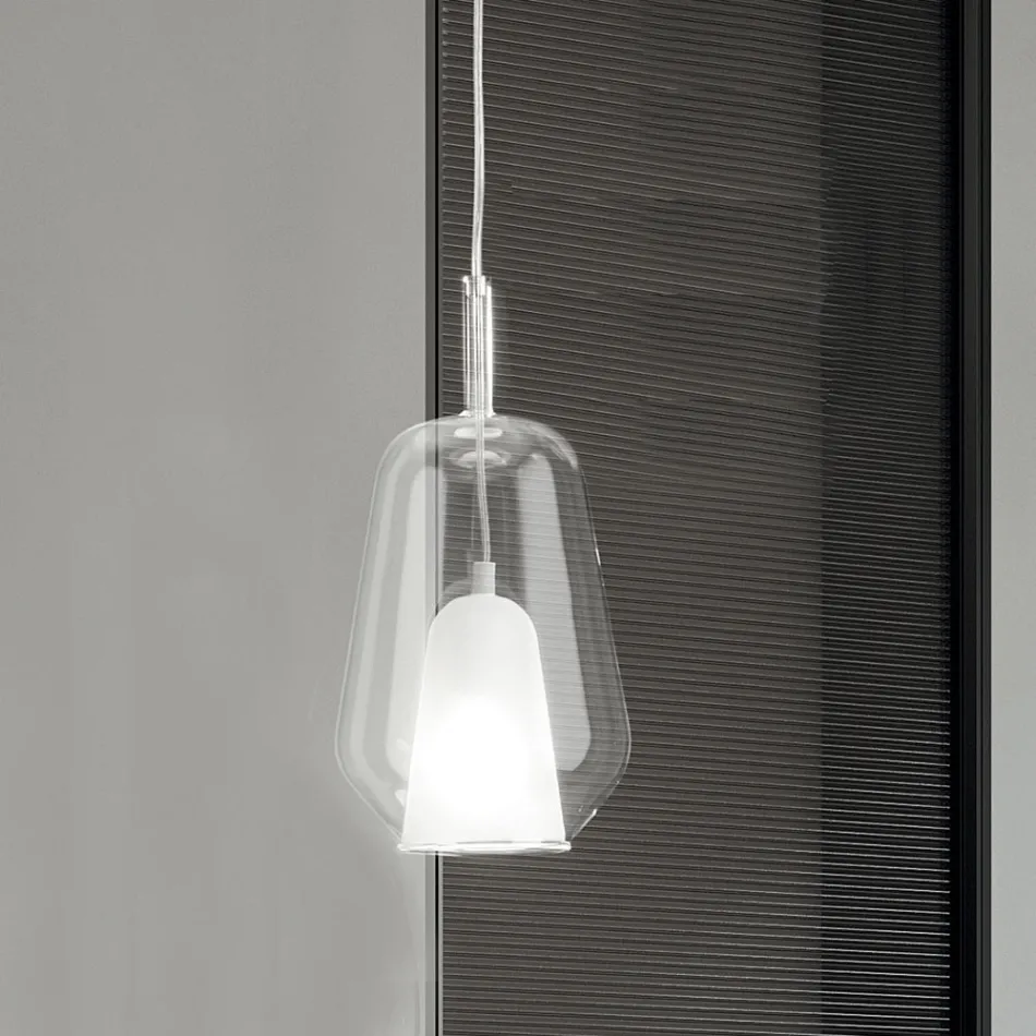 Pendant Lamp in Glass and Transparent Wire Made in Italy - Trilly Viadurini