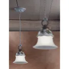 Suspension Lamp in Glass, Iron and Hand Painted Ceramic - Ferrara Viadurini