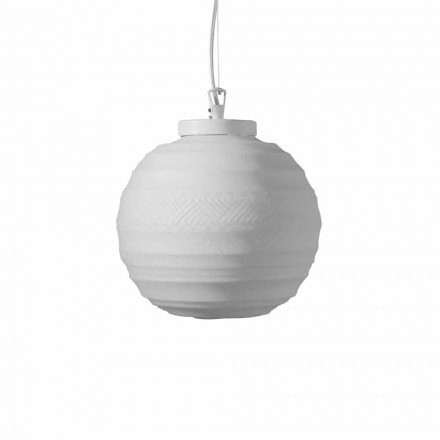 Suspension Lamp in White Satin Glass in 2 Design Sizes - Morse Viadurini