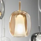 Pendant Lamp in Satin and Colored Glass Made in Italy - Trilly Viadurini
