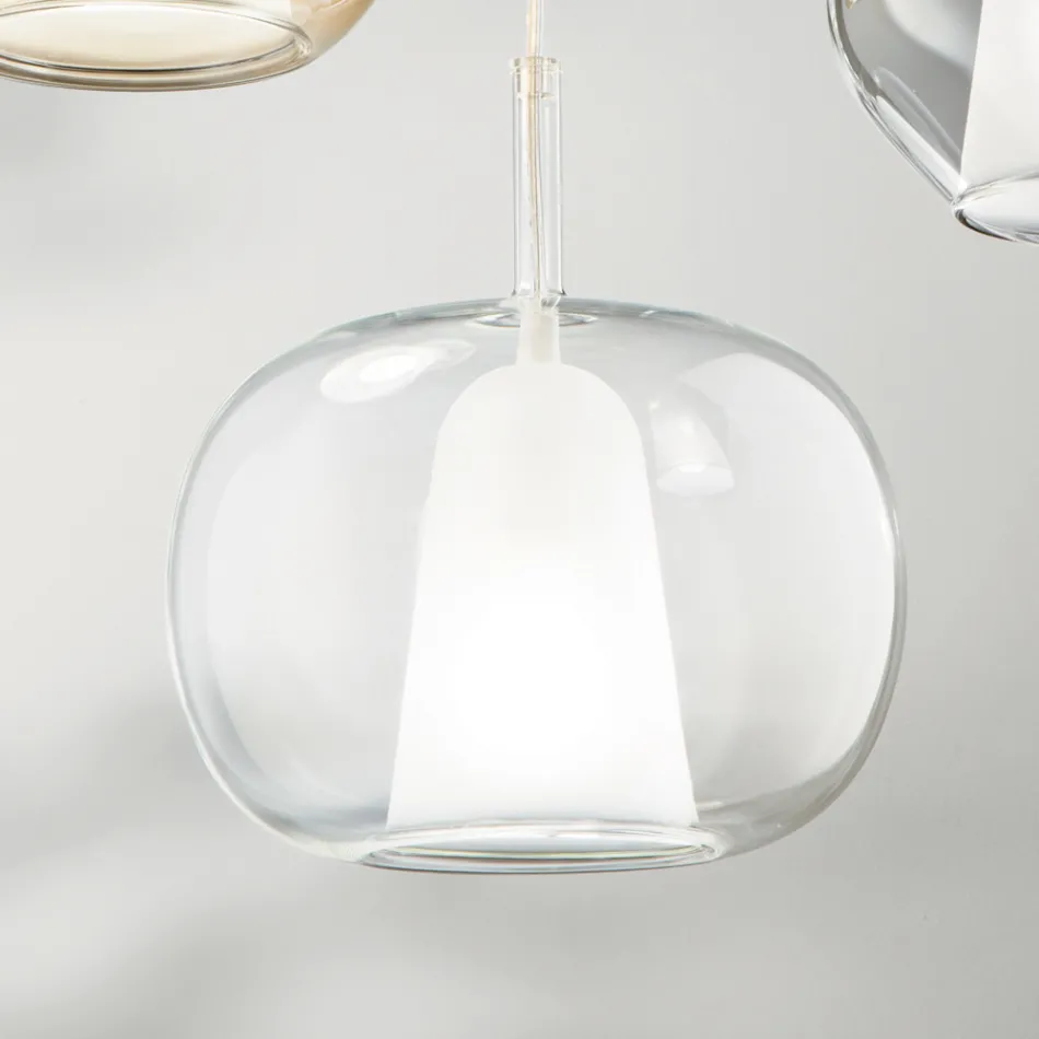 Double Layer Blown Glass Pendant Lamp Made in Italy - Trilly  Viadurini