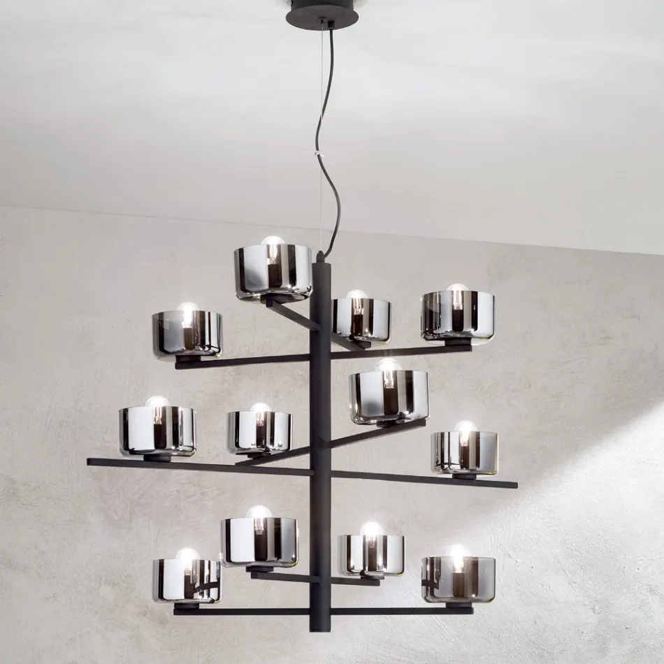 Suspension Lamp in Blown Glass with Metal Structure - Angelic Viadurini