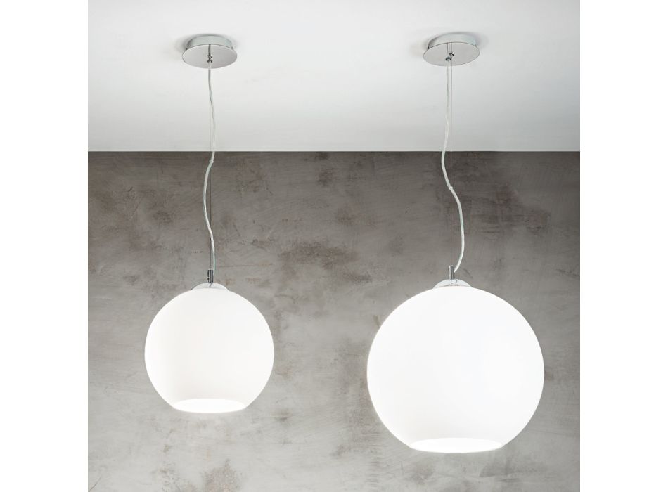 Suspension Lamp in Blown Glass and Chromed Metal - Crystalline Viadurini