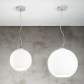 Suspension Lamp in Blown Glass and Chromed Metal - Crystalline