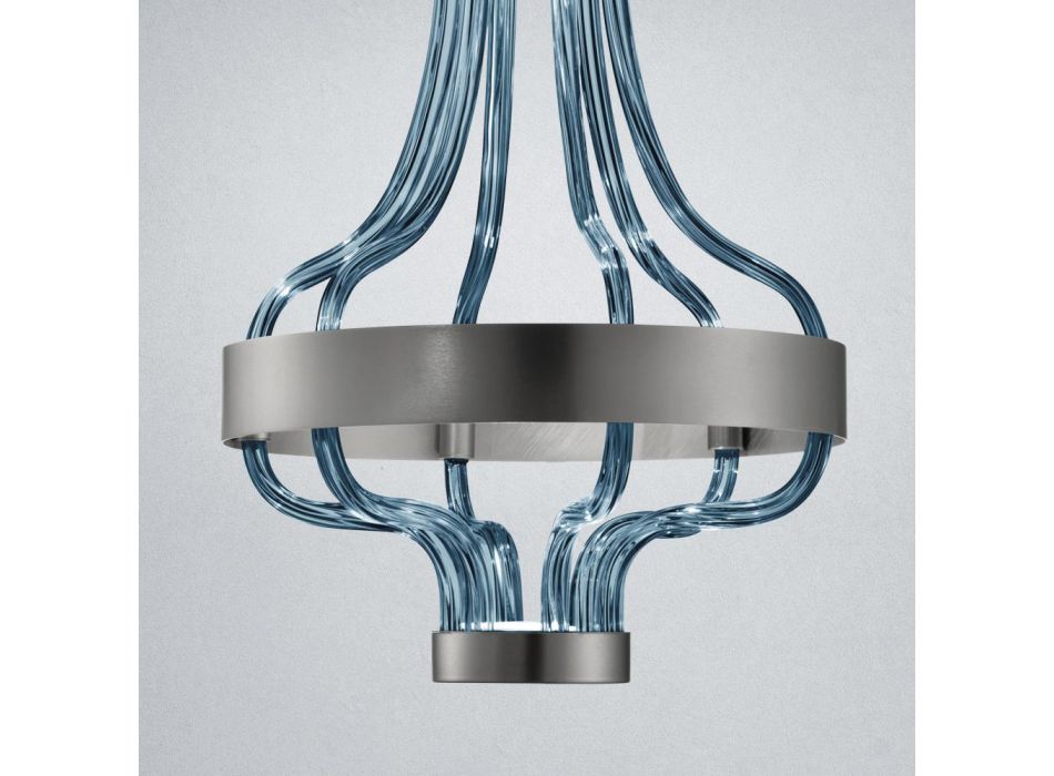 Suspension Lamp in Venetian Glass and Metal Made in Italy - Deborah Viadurini