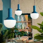 Pendant Lamp in Painted Glass Made in Italy - Selaron Viadurini