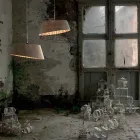 Suspension Lamp in White Fiberglass and Metal Elegant Design - Solar Viadurini