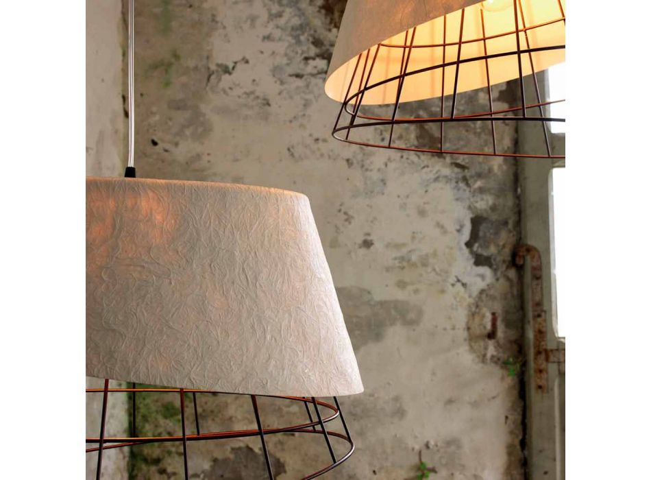 Suspension Lamp in White Fiberglass and Metal Elegant Design - Solar Viadurini