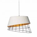 Suspension Lamp in White Fiberglass and Metal Elegant Design - Solar
