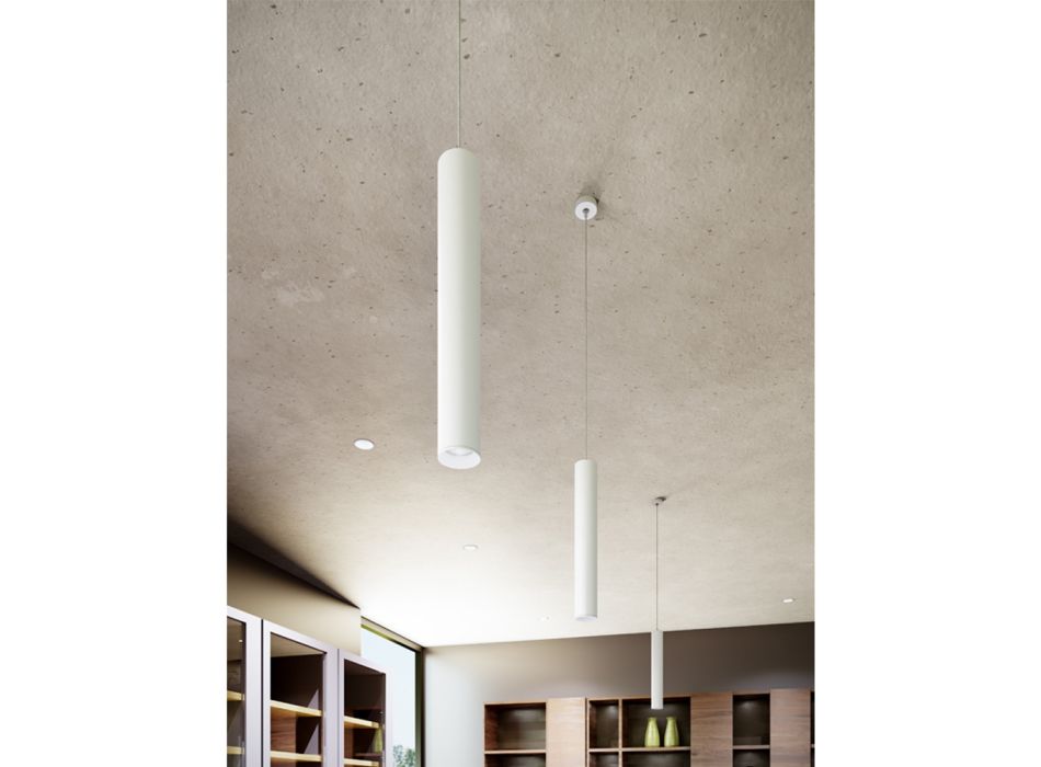7W Led Suspension Lamp in White or Matt Black Aluminum - Rebolla Viadurini
