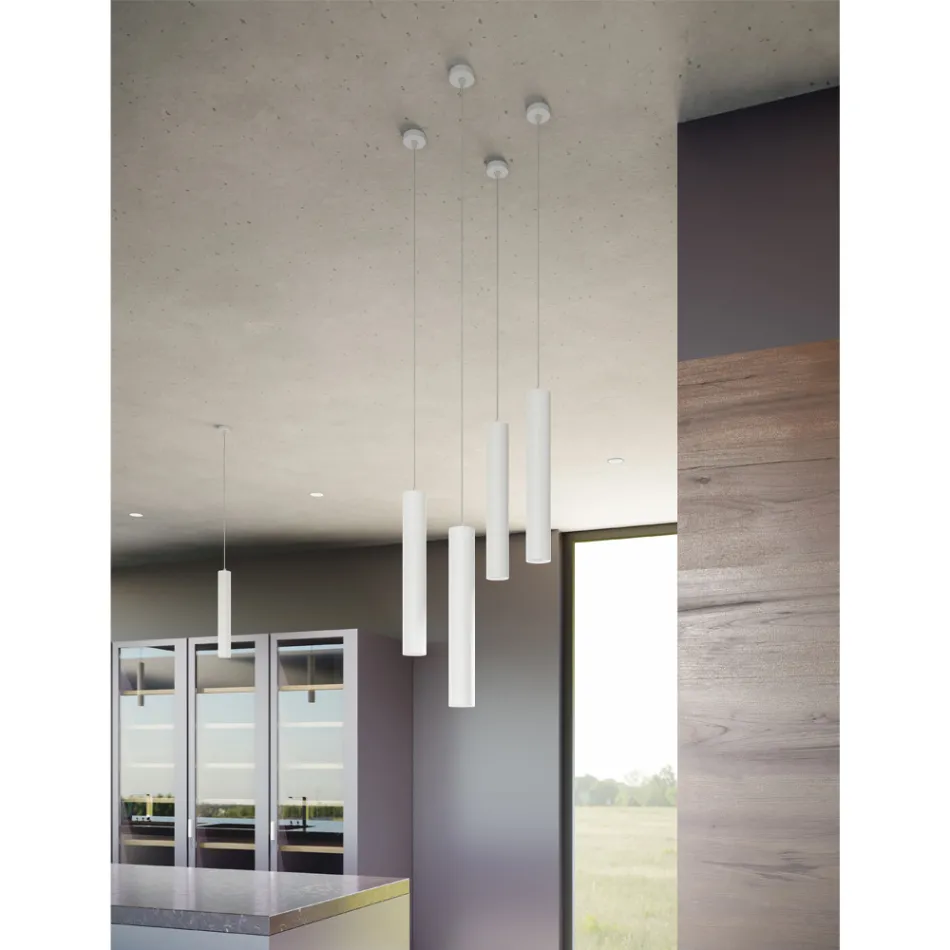 Decorative Led Suspension Lamp in White or Black Aluminum - Rebolla Viadurini
