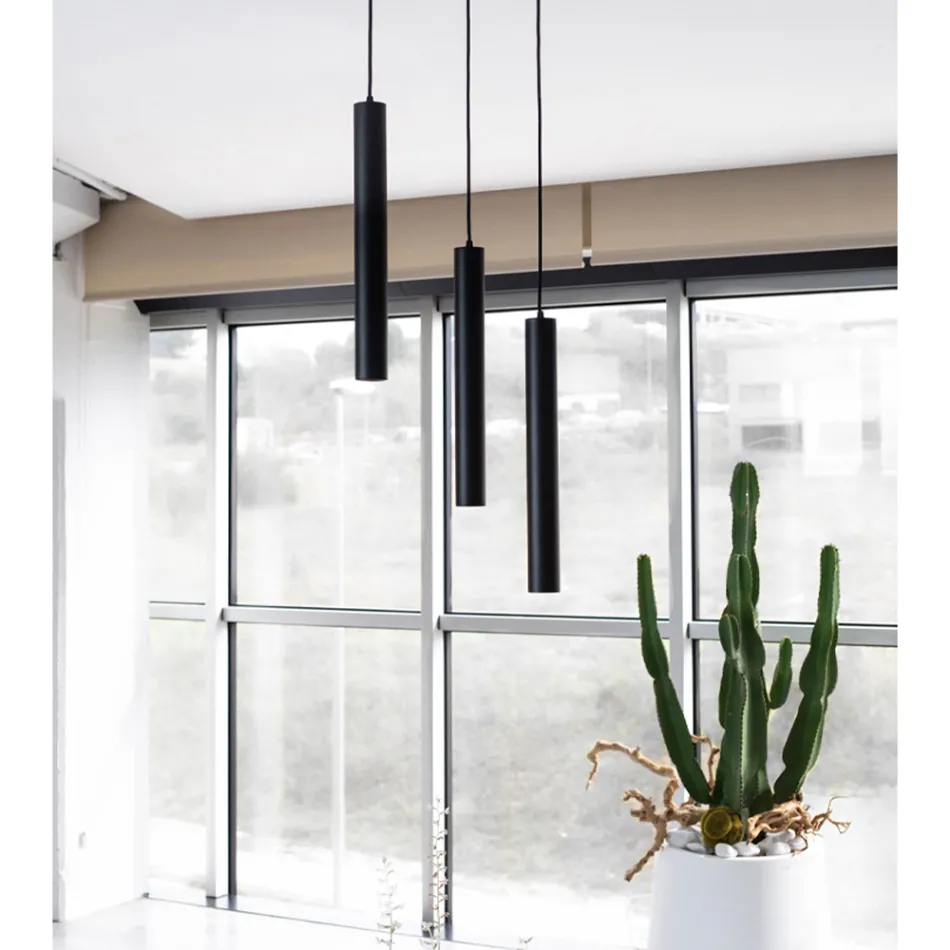 Decorative Led Suspension Lamp in White or Black Aluminum - Rebolla Viadurini