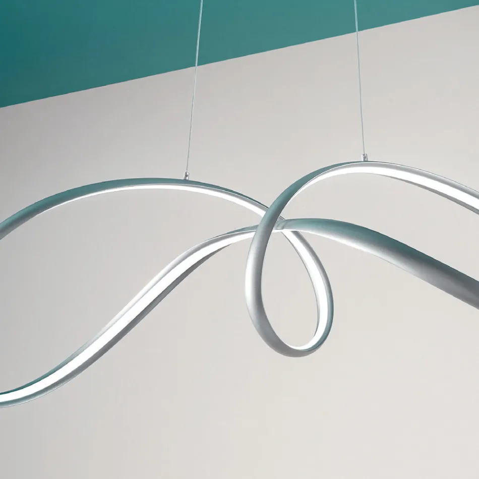 Led Pendant Lamp in Silver Metal, 2 Sizes Modern Design - Lumino Viadurini