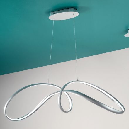Led Pendant Lamp in Silver Metal, 2 Sizes Modern Design - Lumino Viadurini