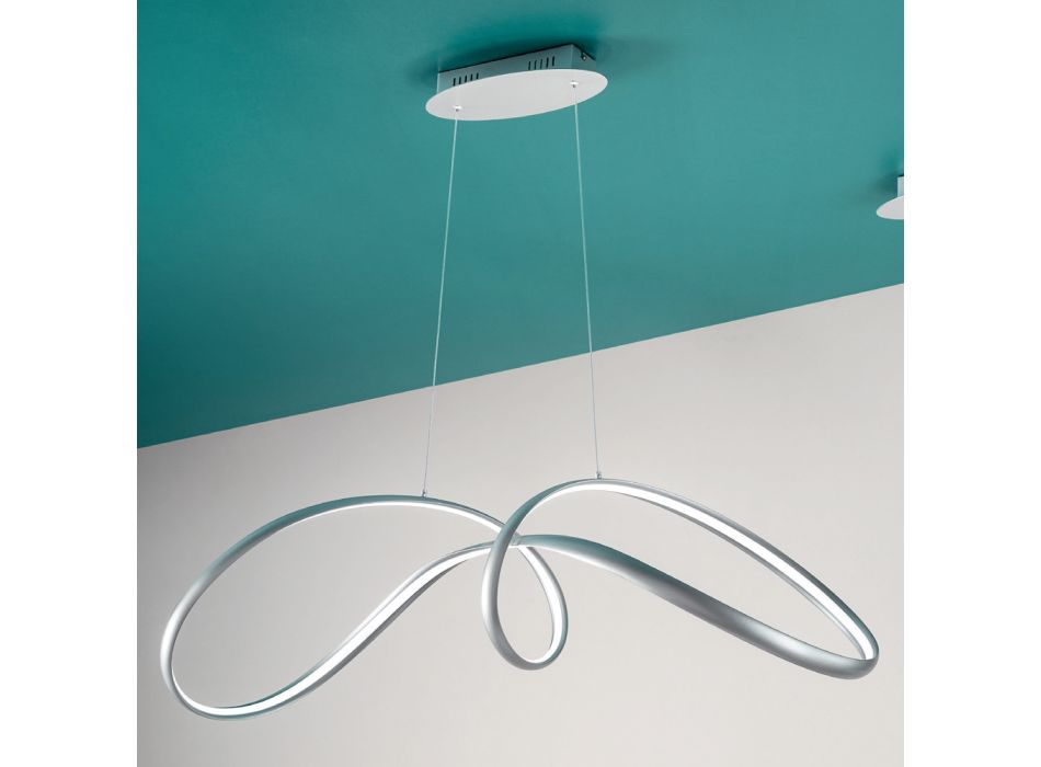 Led Pendant Lamp in Silver Metal, 2 Sizes Modern Design - Lumino Viadurini