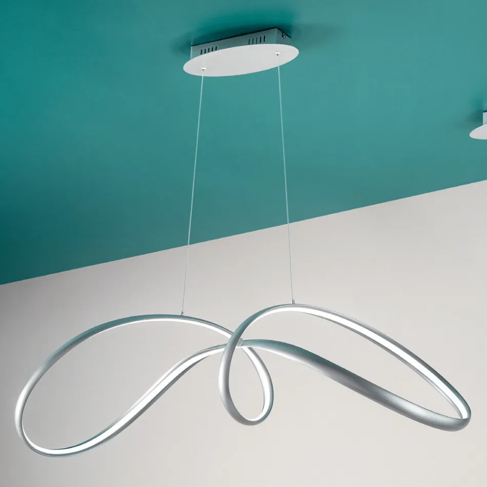 Led Pendant Lamp in Silver Metal, 2 Sizes Modern Design - Lumino Viadurini