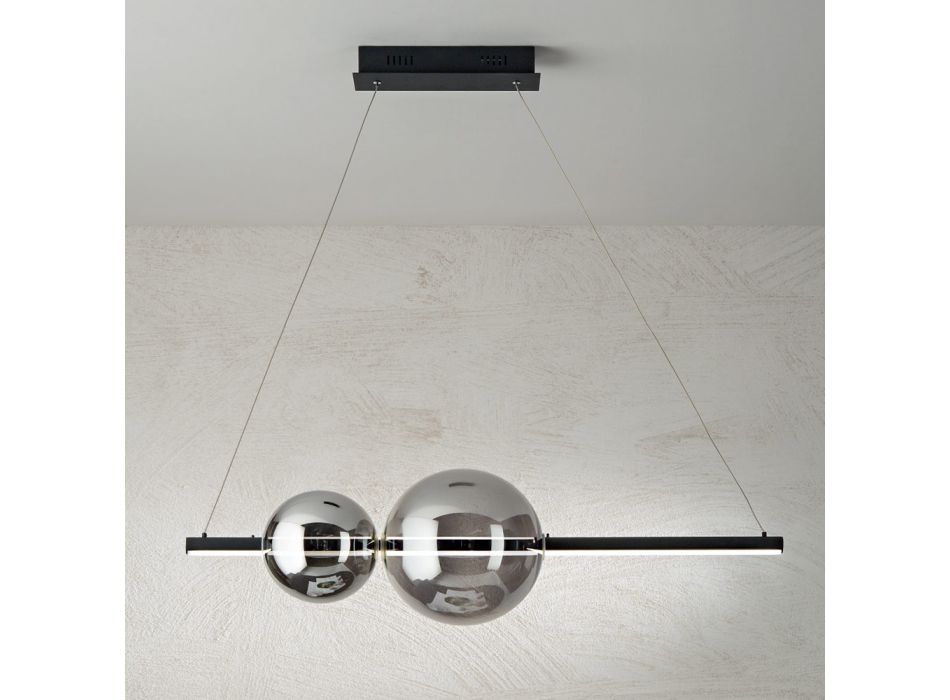 LED Suspension Lamp in White, Black or Gold Metal and Glass - Snidget Viadurini