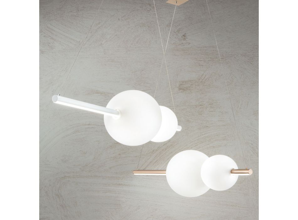 LED Suspension Lamp in White, Black or Gold Metal and Glass - Snidget Viadurini