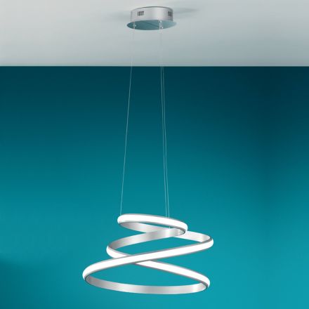 LED Suspension Lamp in White or Silver Painted Metal - Rivolta Viadurini
