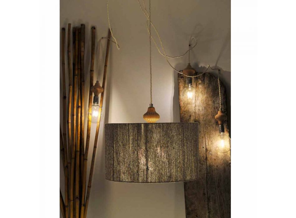 Modern 4 lights pendant lamp with Bois wood part Viadurini