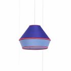 Modern Suspension Lamp with Blue Cotton Lampshade Made in Italy - Soya Viadurini