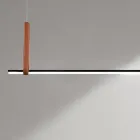Horizontal Suspension Lamp in Metal and Detail in Faux Leather - Cypress Viadurini