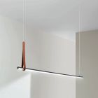 Horizontal Suspension Lamp in Metal and Eco-leather Detail - Cypress Viadurini