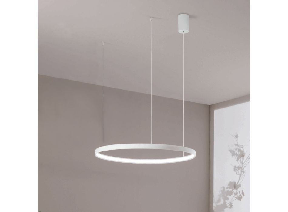 Round Horizontal Suspension Lamp with Adjustable Cables in Length - Chestnut Viadurini