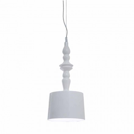 Suspension Lamp Shade Short in White Glossy Ceramic Design - Cadabra Viadurini