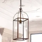 Square pendant lamp with 1 light brass and glass Aida Viadurini