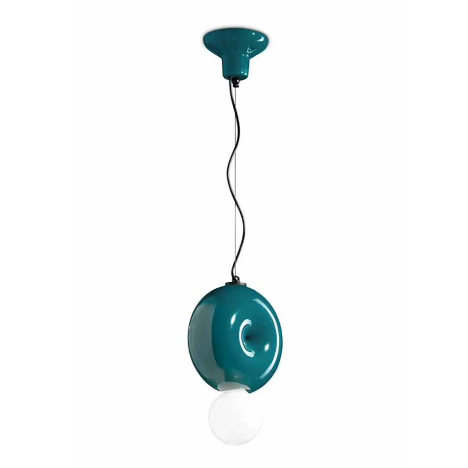 Round Ceramic Suspension Lamp Made in Italy - Bumbum Viadurini