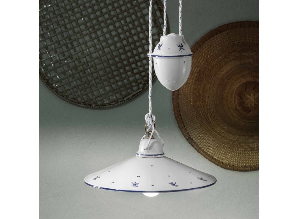 Ups and Down Suspension Lamp in Decorated Ceramic 2 Sizes - Asti Viadurini