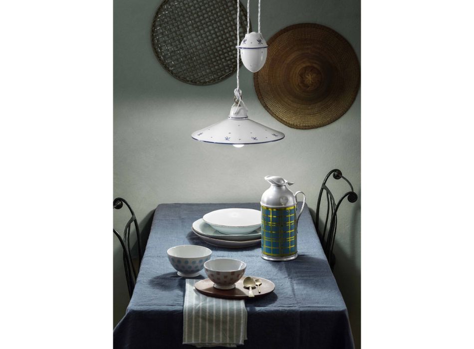 Ups and Down Suspension Lamp in Decorated Ceramic 2 Sizes - Asti Viadurini