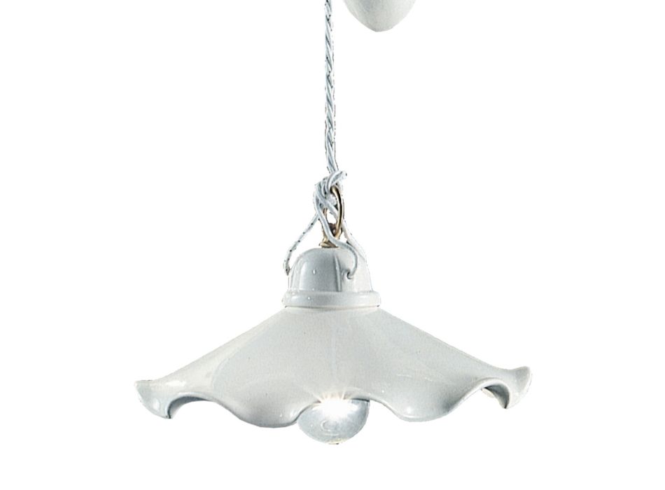 Ups and Down Suspension Lamp in Wavy Glossy Ceramic - Belluno Viadurini