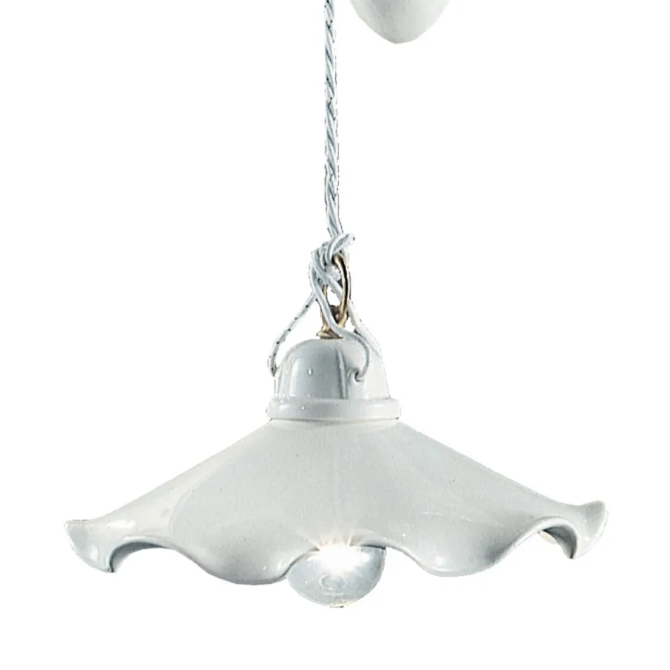 Ups and Down Suspension Lamp in Wavy Glossy Ceramic - Belluno Viadurini