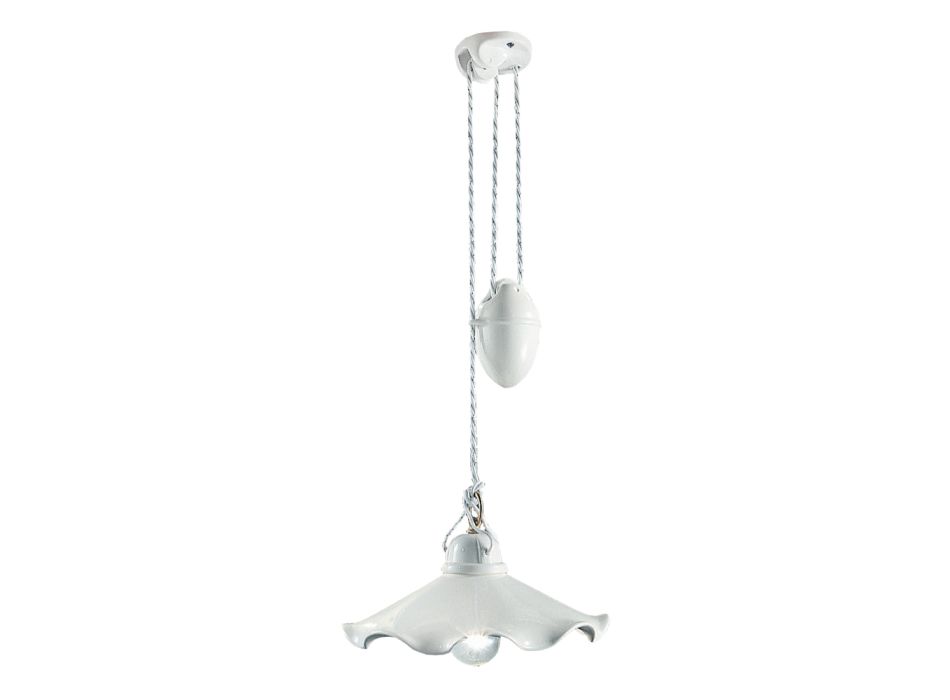 Ups and Down Suspension Lamp in Wavy Glossy Ceramic - Belluno Viadurini