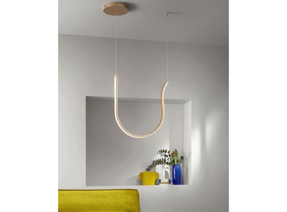 Single Suspension Lamp with LED Light in Painted Metal - Fir Viadurini