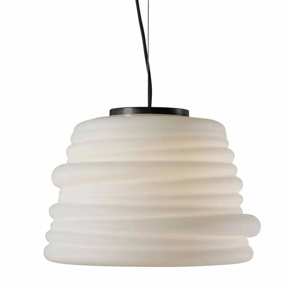 Living Room Suspension Lamp in White Satin Glass 3 Dimensions - Soft Viadurini