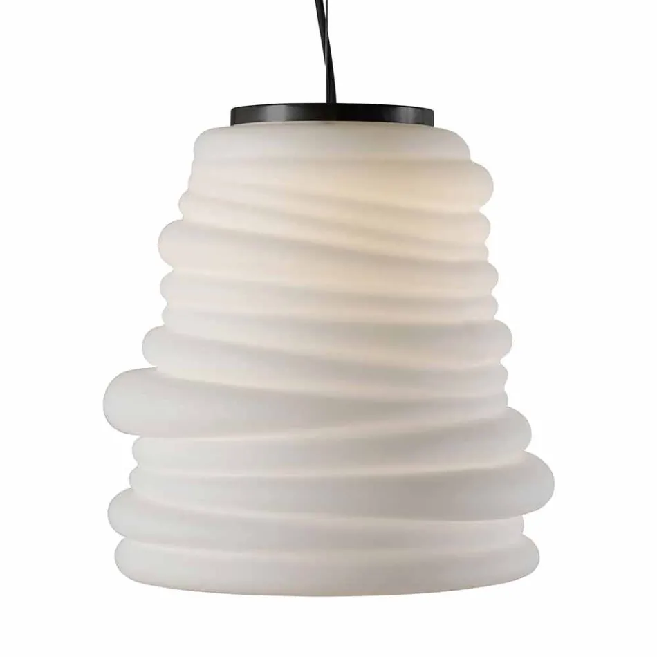 Living Room Suspension Lamp in White Satin Glass 3 Dimensions - Soft Viadurini